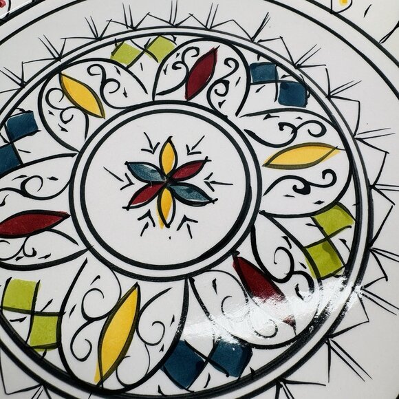 Tabletops Gallery GUADALAJARA Multicolor Diamonds Dots Dinner Plates Set OF 2 - Picture 9 of 16